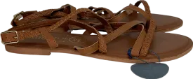 Accessorize Tan Strappy Wide Fit Leather Sandals Tan UK 7 EU 40 👠