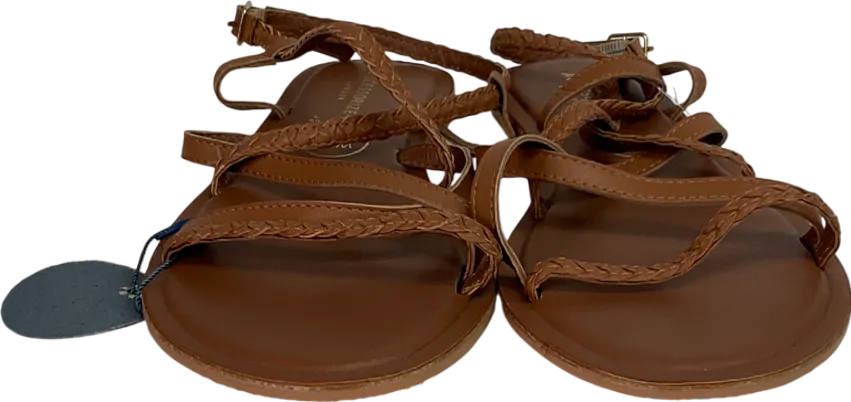 Accessorize Tan Strappy Wide Fit Leather Sandals Tan UK 7 EU 40 👠