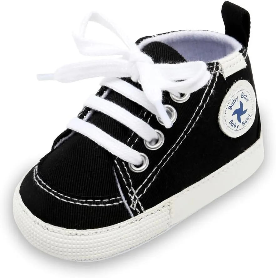 Baby Girls Boys Shoes Soft Anti-Slip Sole Newborn First Walkers High Top Canvas Denim Unisex Infant Sneaker