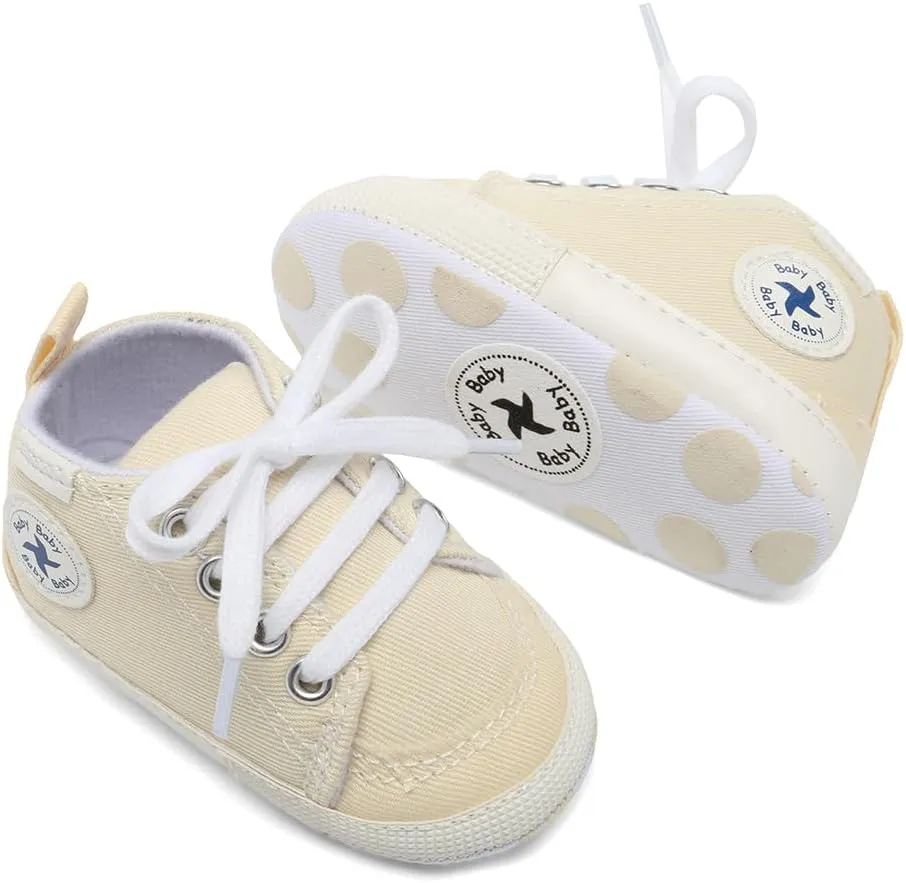 Baby Girls Boys Shoes Soft Anti-Slip Sole Newborn First Walkers High Top Canvas Denim Unisex Infant Sneaker