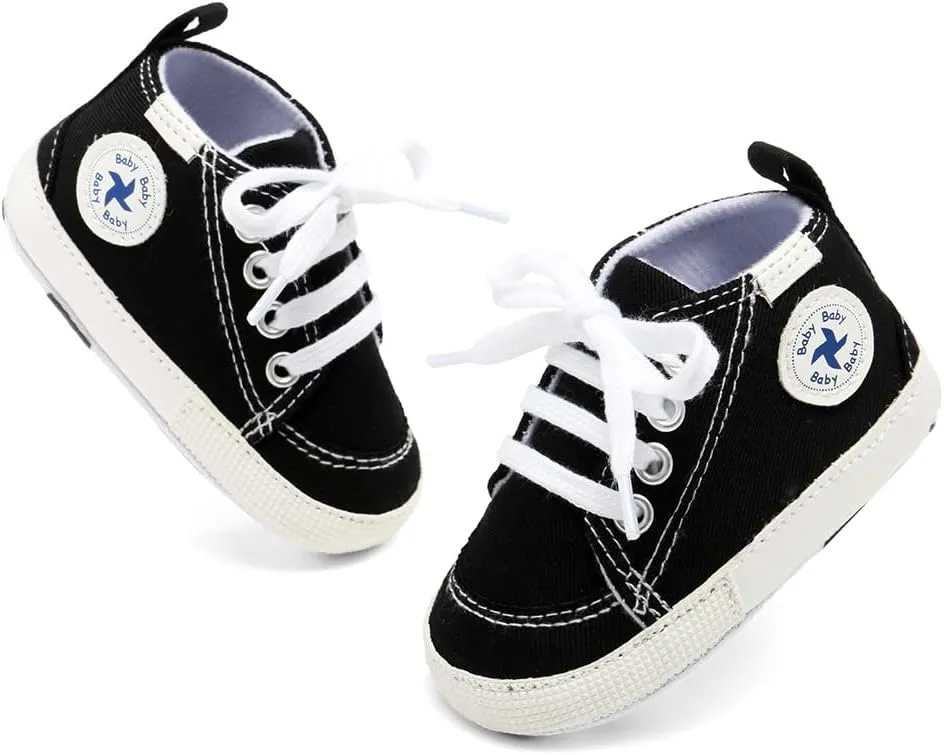 Baby Girls Boys Shoes Soft Anti-Slip Sole Newborn First Walkers High Top Canvas Denim Unisex Infant Sneaker