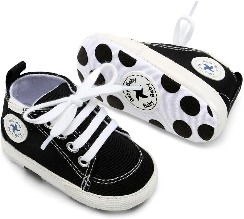 Baby Girls Boys Shoes Soft Anti-Slip Sole Newborn First Walkers High Top Canvas Denim Unisex Infant Sneaker