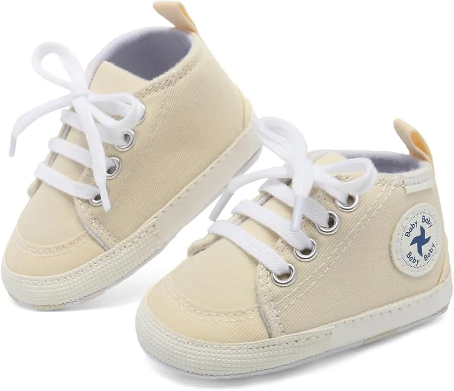 Baby Girls Boys Shoes Soft Anti-Slip Sole Newborn First Walkers High Top Canvas Denim Unisex Infant Sneaker