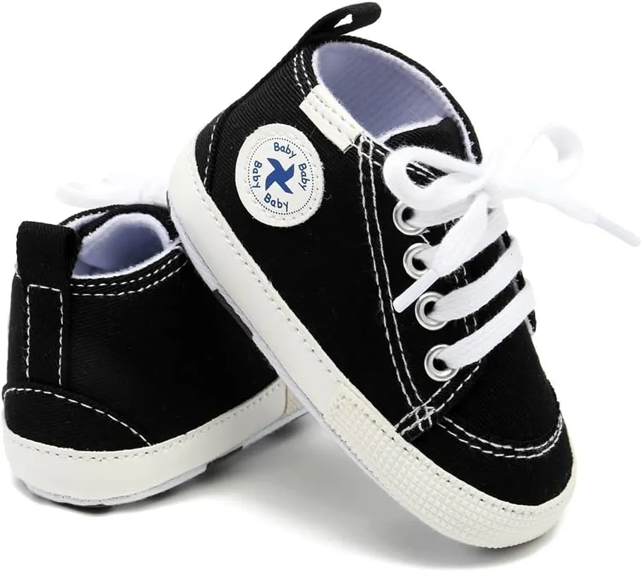 Baby Girls Boys Shoes Soft Anti-Slip Sole Newborn First Walkers High Top Canvas Denim Unisex Infant Sneaker