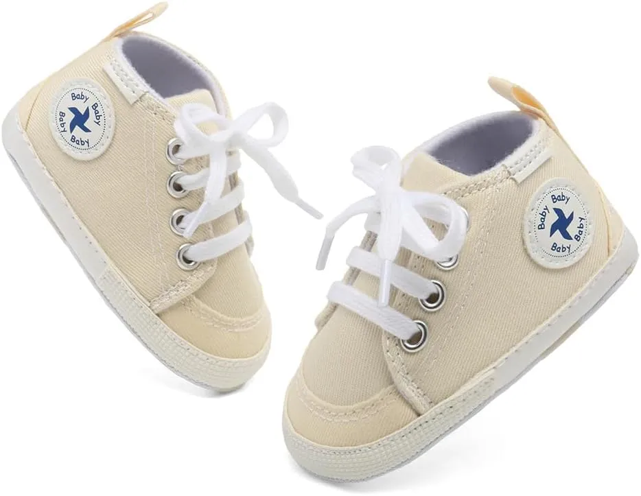Baby Girls Boys Shoes Soft Anti-Slip Sole Newborn First Walkers High Top Canvas Denim Unisex Infant Sneaker