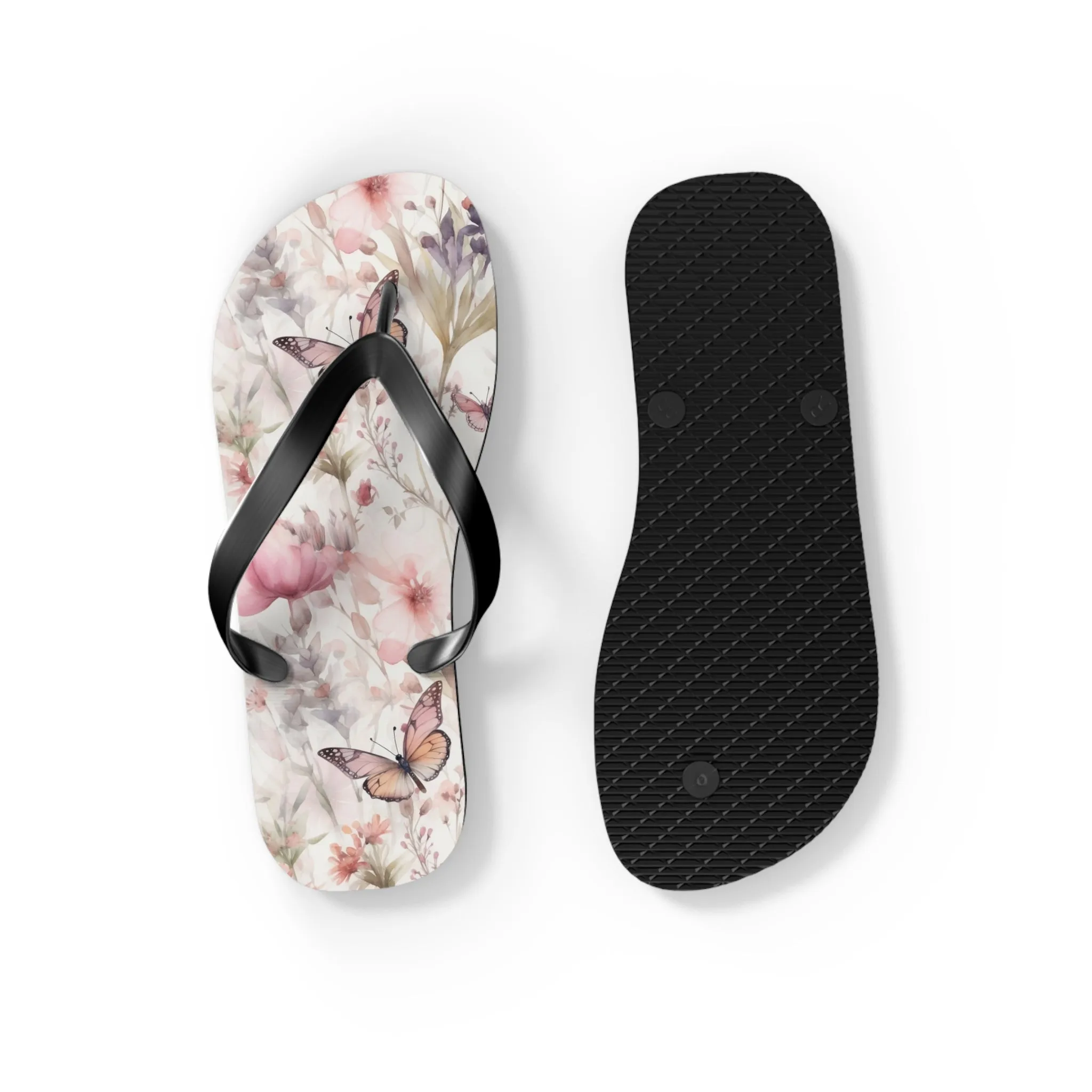 Butterfly  Flip Flops, Floral Beach Sandals