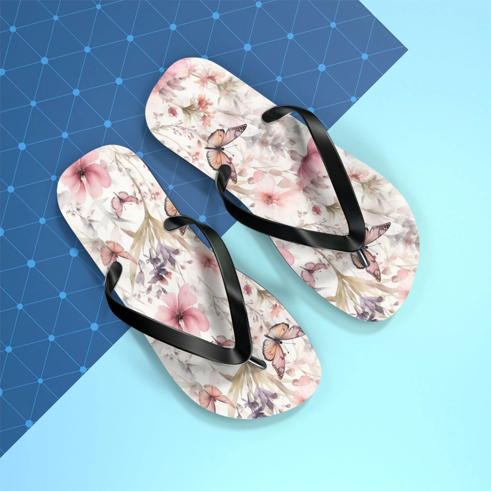 Butterfly  Flip Flops, Floral Beach Sandals