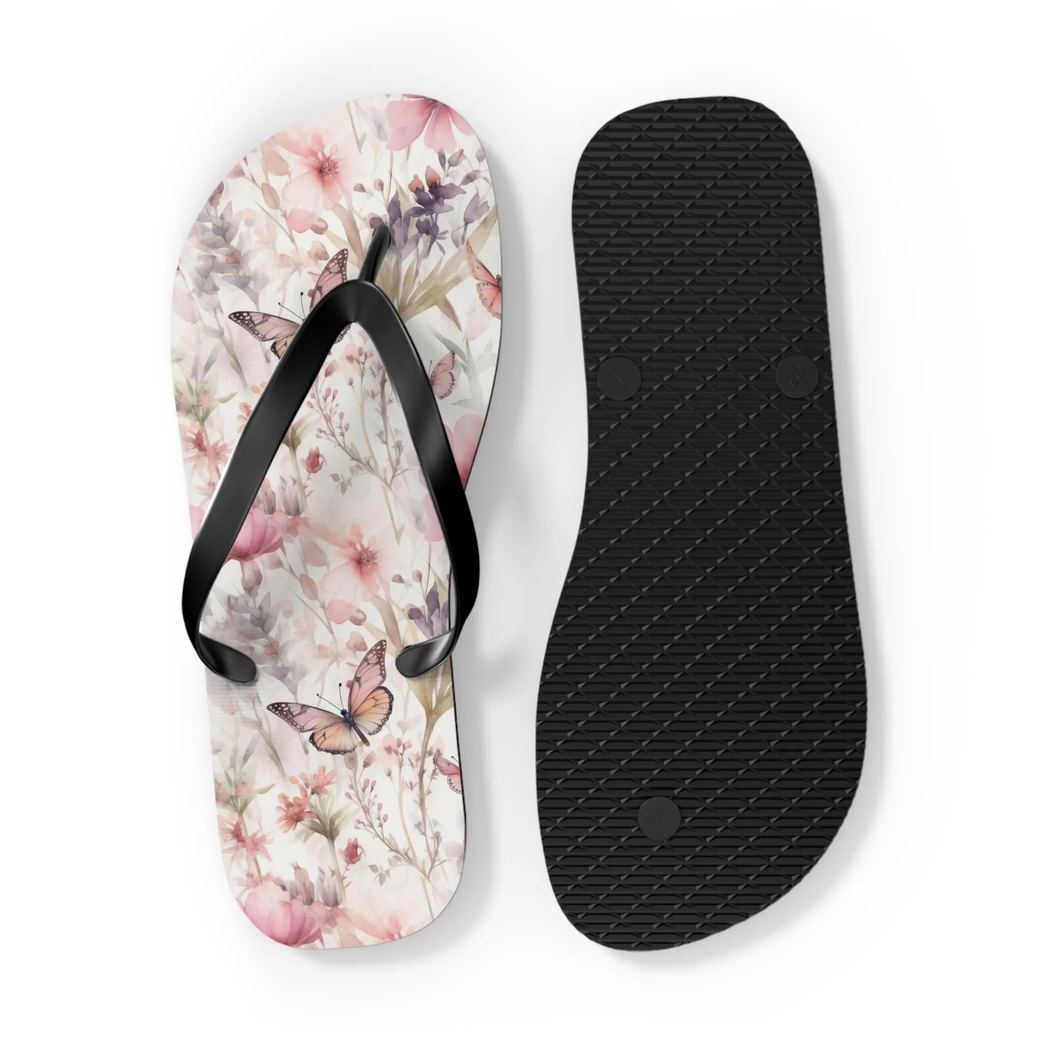 Butterfly  Flip Flops, Floral Beach Sandals
