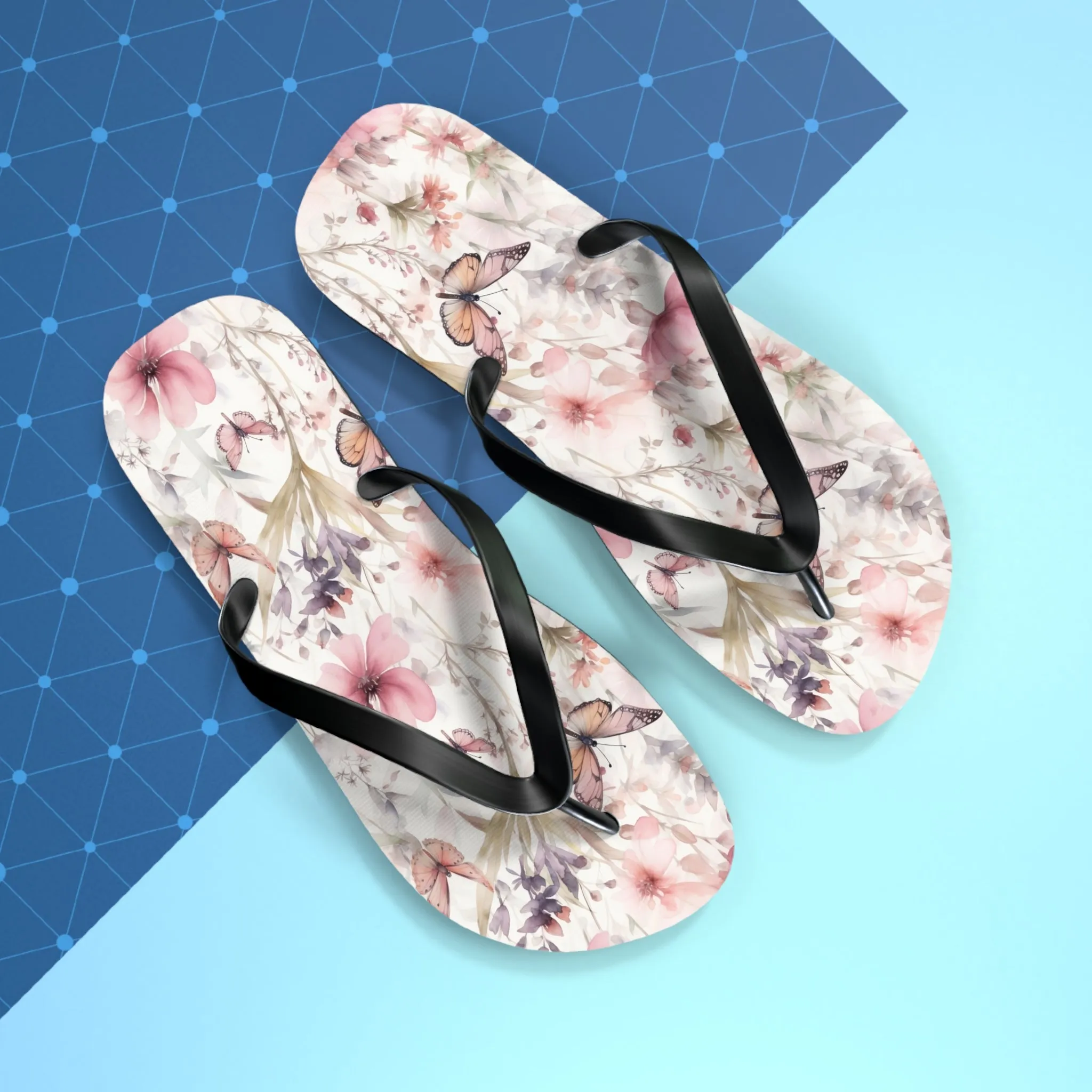 Butterfly  Flip Flops, Floral Beach Sandals
