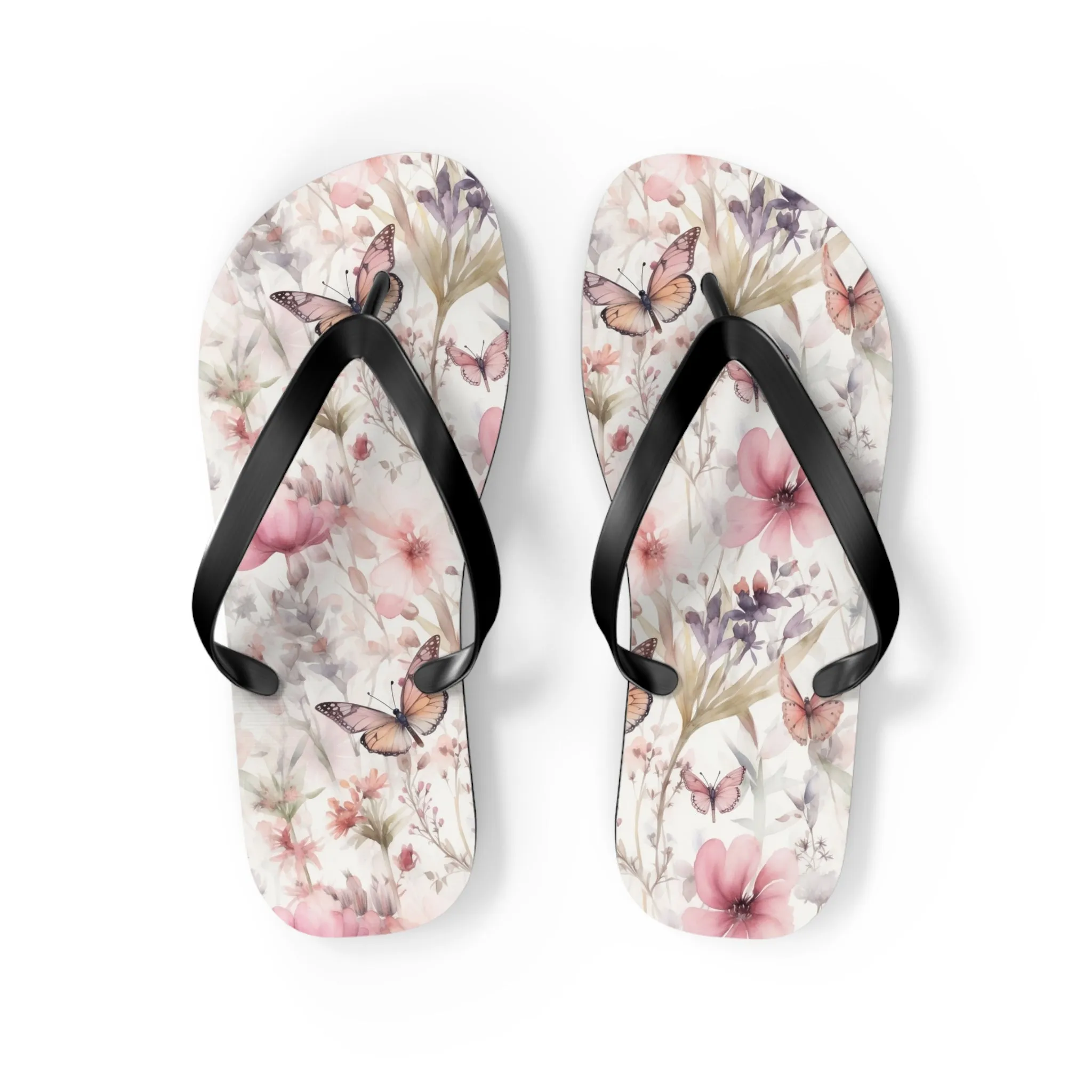 Butterfly  Flip Flops, Floral Beach Sandals