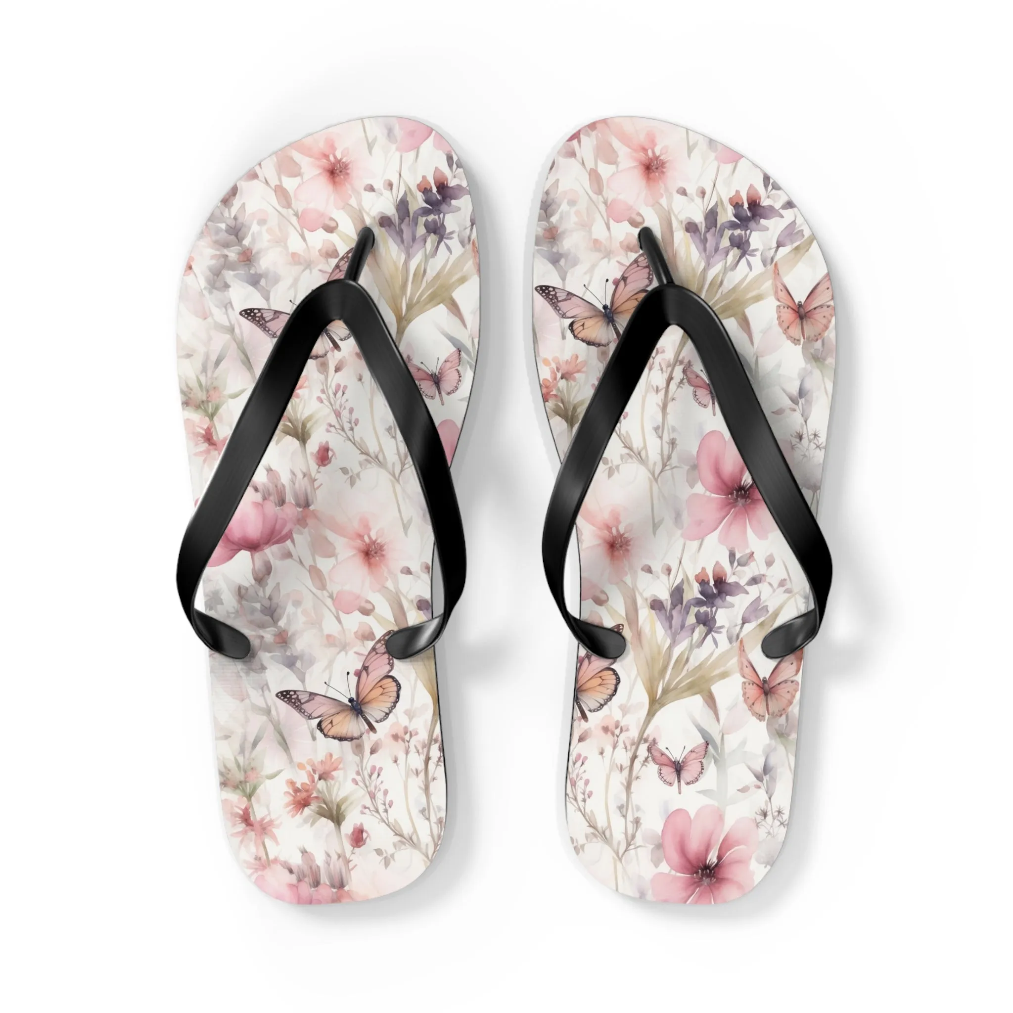 Butterfly  Flip Flops, Floral Beach Sandals