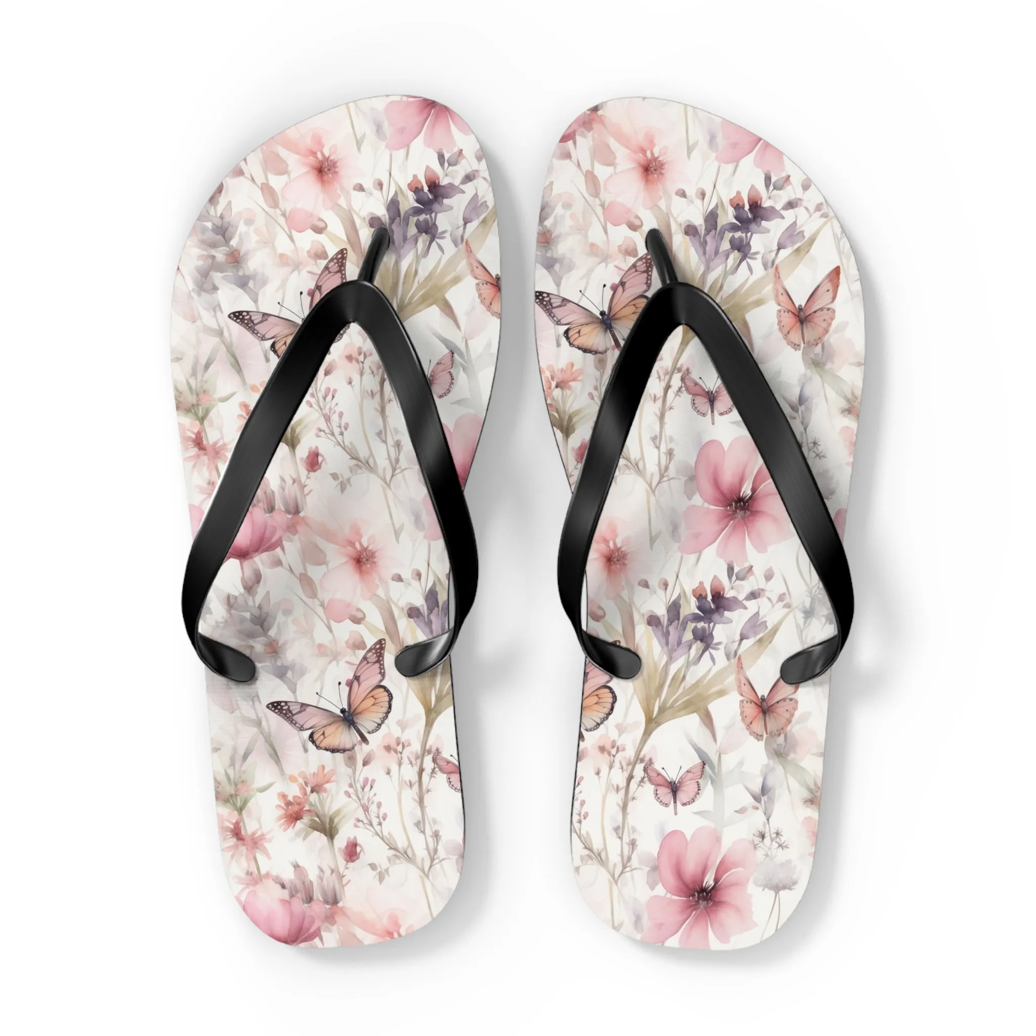 Butterfly  Flip Flops, Floral Beach Sandals