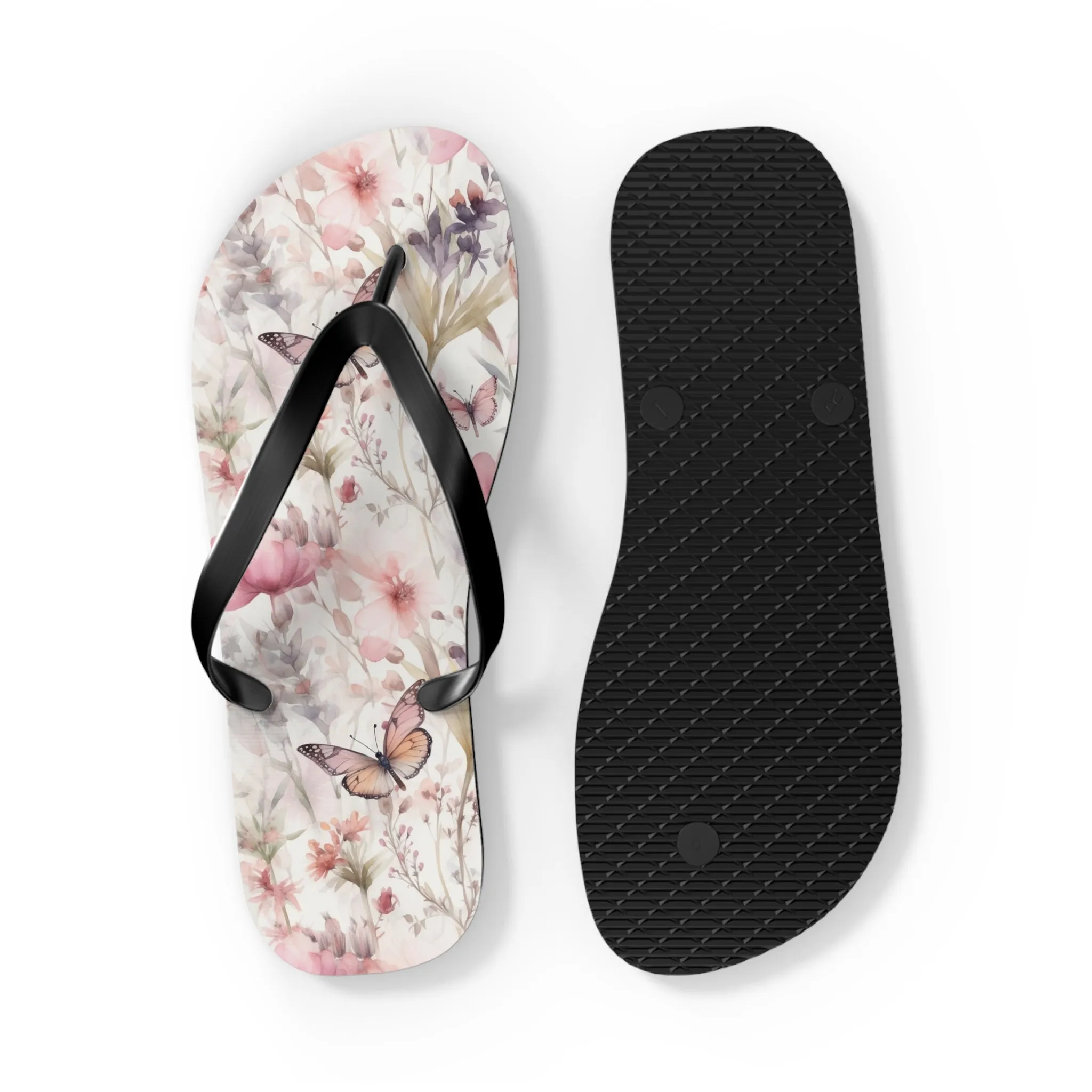 Butterfly  Flip Flops, Floral Beach Sandals