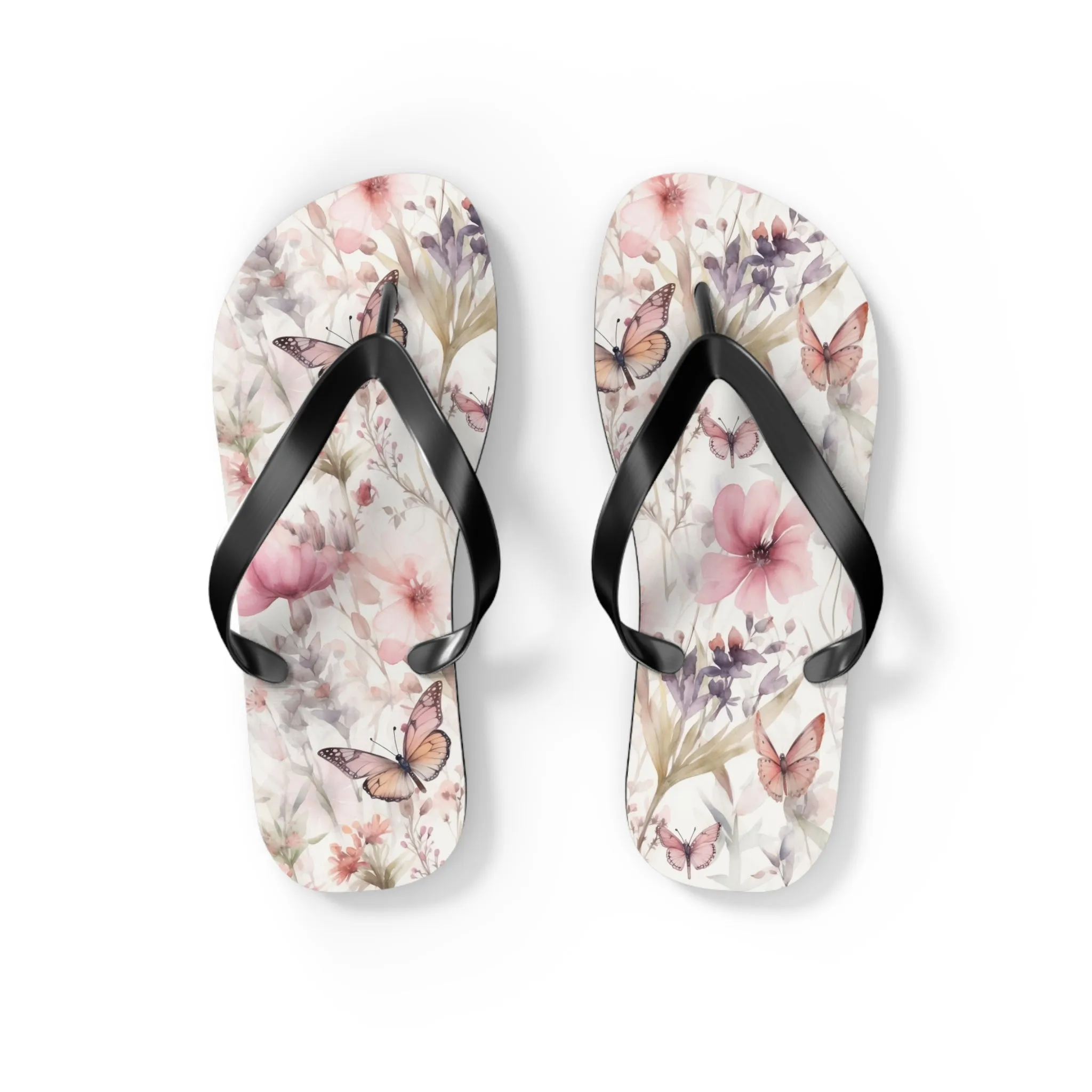 Butterfly  Flip Flops, Floral Beach Sandals