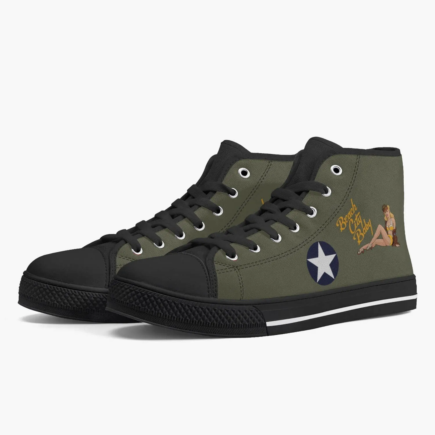 C-53 "Beach City Baby" High Top Canvas Shoes