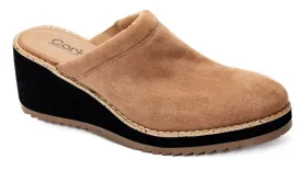 Camel Skedaddle Faux Suede Slipon Wedge
