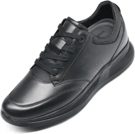 CHAMARIPA Hidden Heel Premium Leather Height Increase Low-Top Skate Shoes Men's Invisible Height Increasing Elevator Casual Fashion Sneaker