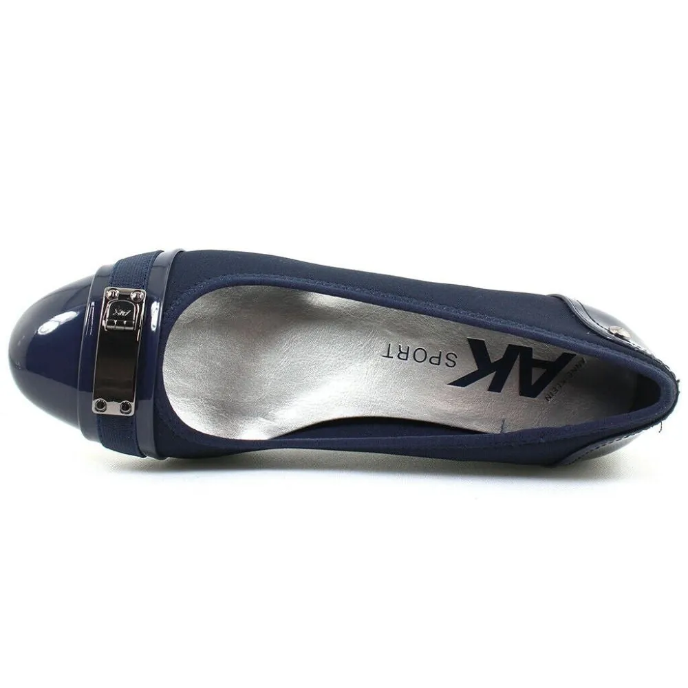 Dalfon Navy Fabric Anne Klein Wedge Pumps
