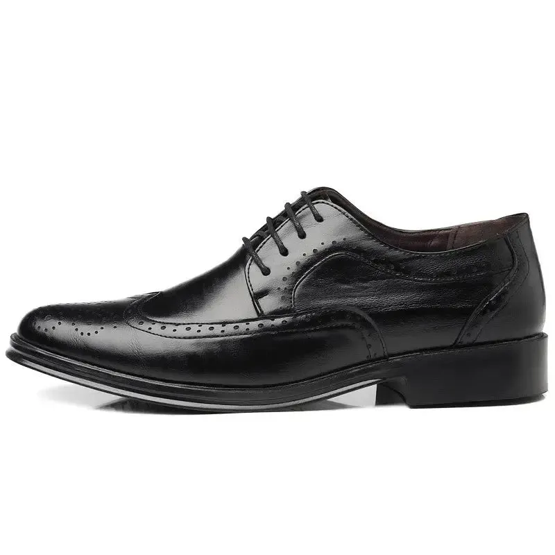 Handcrafted Mens  Oxford Shoes Genuine Calfskin Leather Brogue Dress Shoes