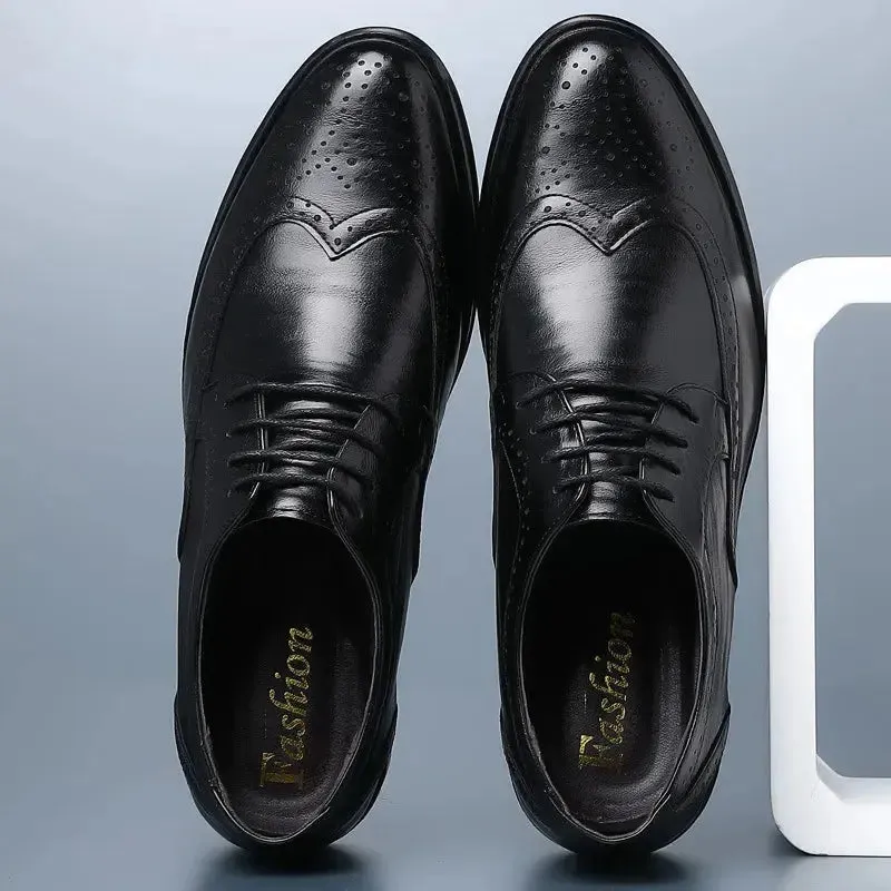 Handcrafted Mens  Oxford Shoes Genuine Calfskin Leather Brogue Dress Shoes