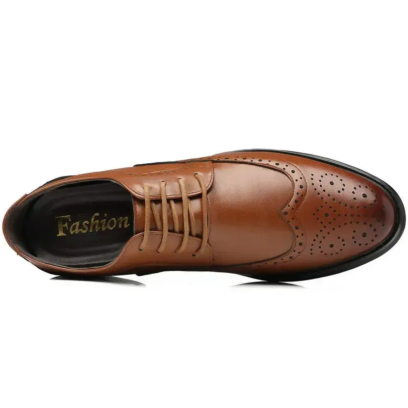 Handcrafted Mens  Oxford Shoes Genuine Calfskin Leather Brogue Dress Shoes
