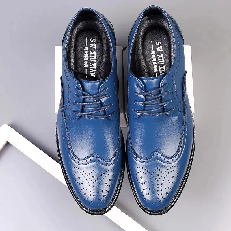 Handcrafted Mens  Oxford Shoes Genuine Calfskin Leather Brogue Dress Shoes