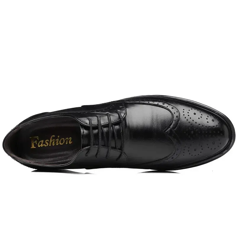 Handcrafted Mens  Oxford Shoes Genuine Calfskin Leather Brogue Dress Shoes