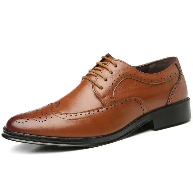 Handcrafted Mens  Oxford Shoes Genuine Calfskin Leather Brogue Dress Shoes