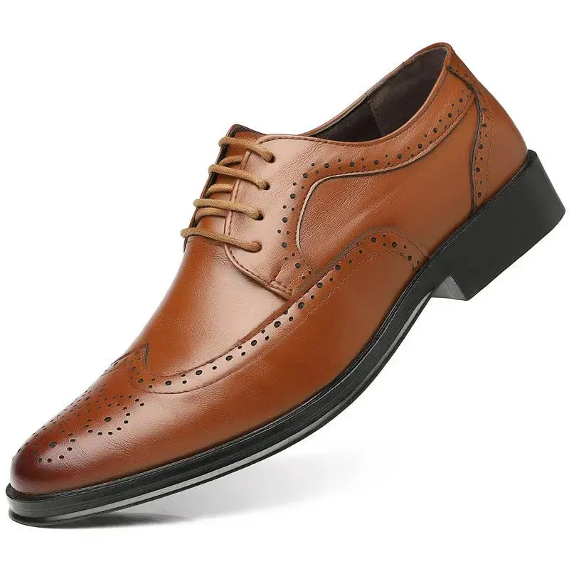 Handcrafted Mens  Oxford Shoes Genuine Calfskin Leather Brogue Dress Shoes