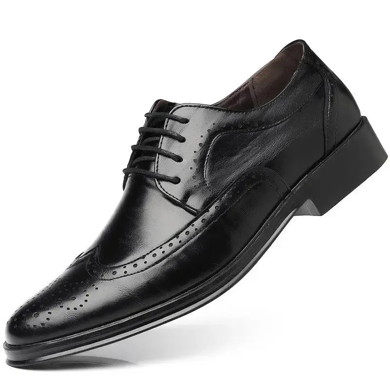 Handcrafted Mens  Oxford Shoes Genuine Calfskin Leather Brogue Dress Shoes