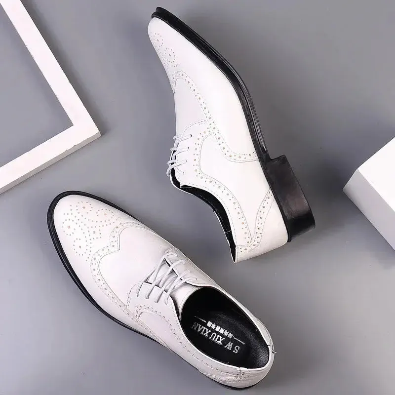 Handcrafted Mens  Oxford Shoes Genuine Calfskin Leather Brogue Dress Shoes