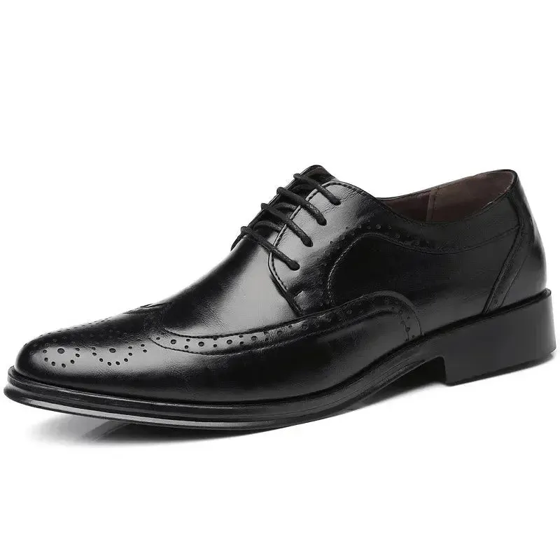 Handcrafted Mens  Oxford Shoes Genuine Calfskin Leather Brogue Dress Shoes