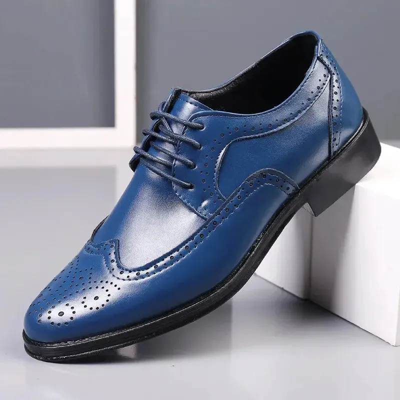 Handcrafted Mens  Oxford Shoes Genuine Calfskin Leather Brogue Dress Shoes