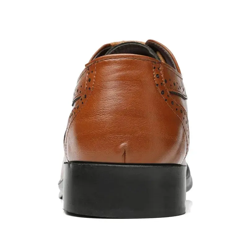 Handcrafted Mens  Oxford Shoes Genuine Calfskin Leather Brogue Dress Shoes