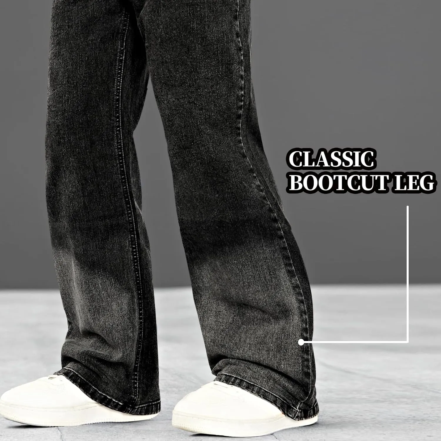 Heyfanee Men's Straight Leg Jeans Stretch Bootcut Denim Pants for Men Relaxed Fit