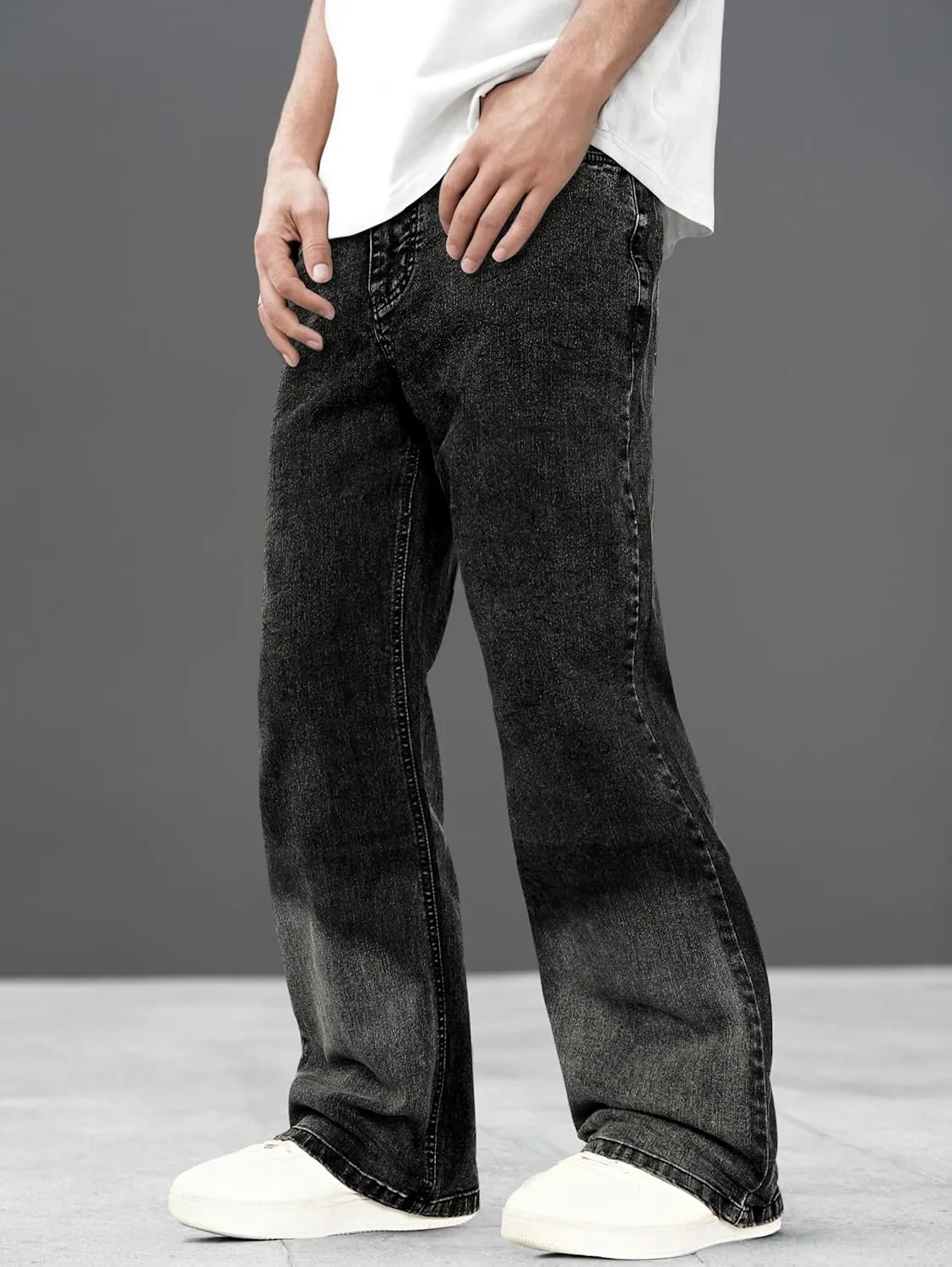 Heyfanee Men's Straight Leg Jeans Stretch Bootcut Denim Pants for Men Relaxed Fit