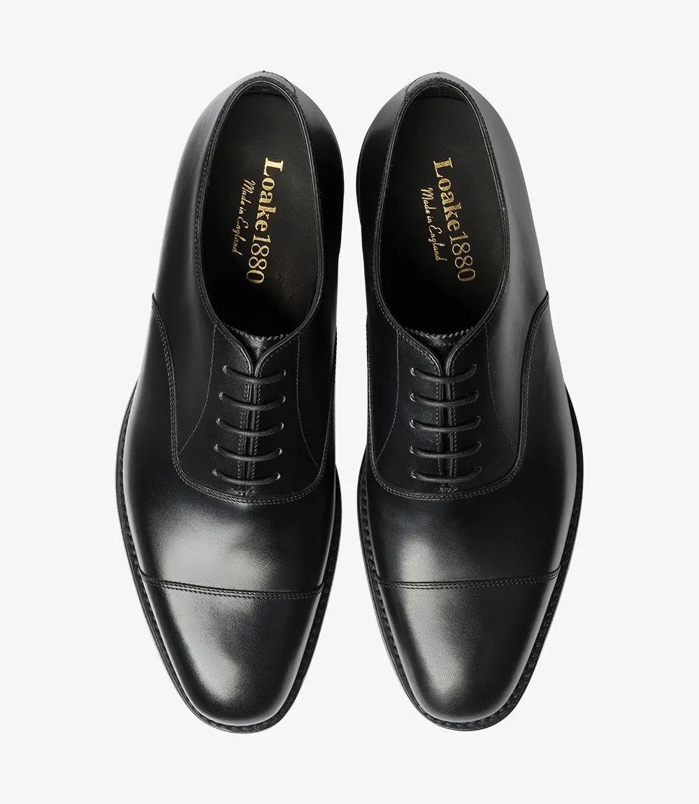 LOAKE ALDWYCH BLACK OXFORD TOE CAP RUBBER SOLE F-MEDIUM