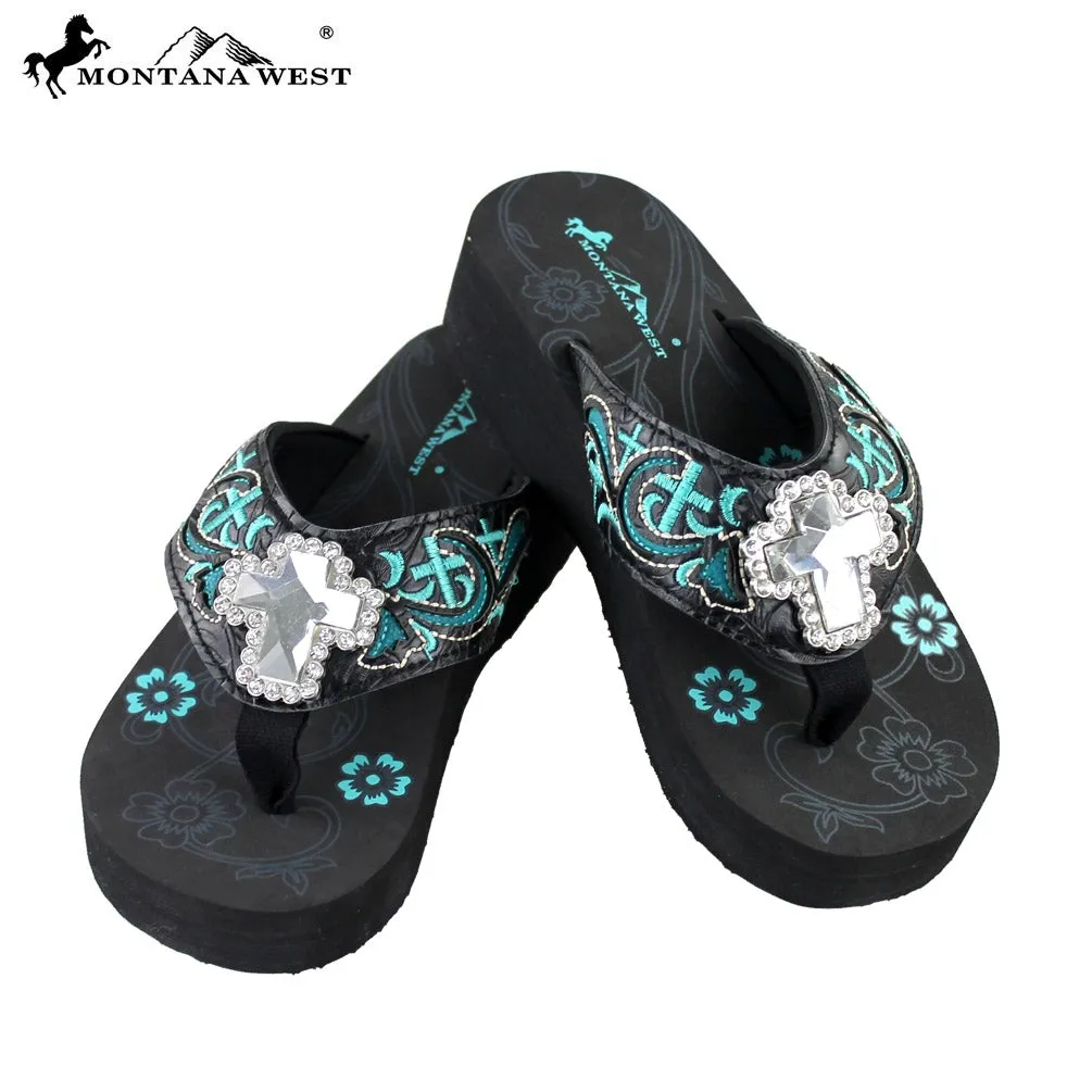 SE15-S008 Montana West Embroidered Flip-Flops Collection By Size