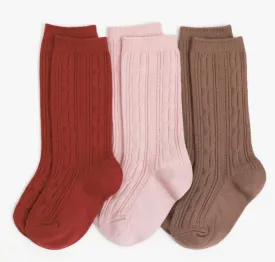 Sequoia Cable Knit Knee High Sock 3-Pack || Little Stocking Co