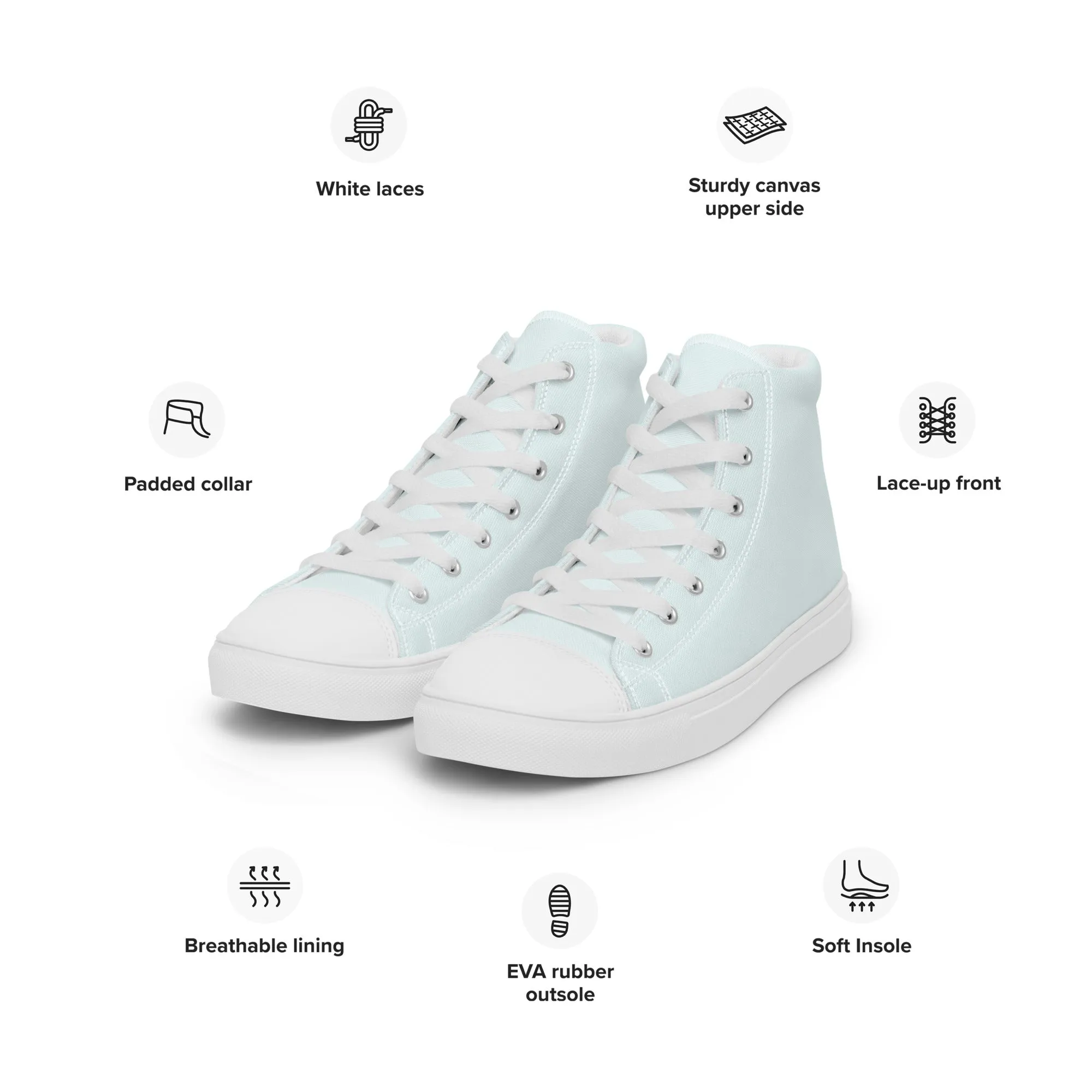 Women’s Glacier Blue high top canvas shoes, Women's high top sneakers