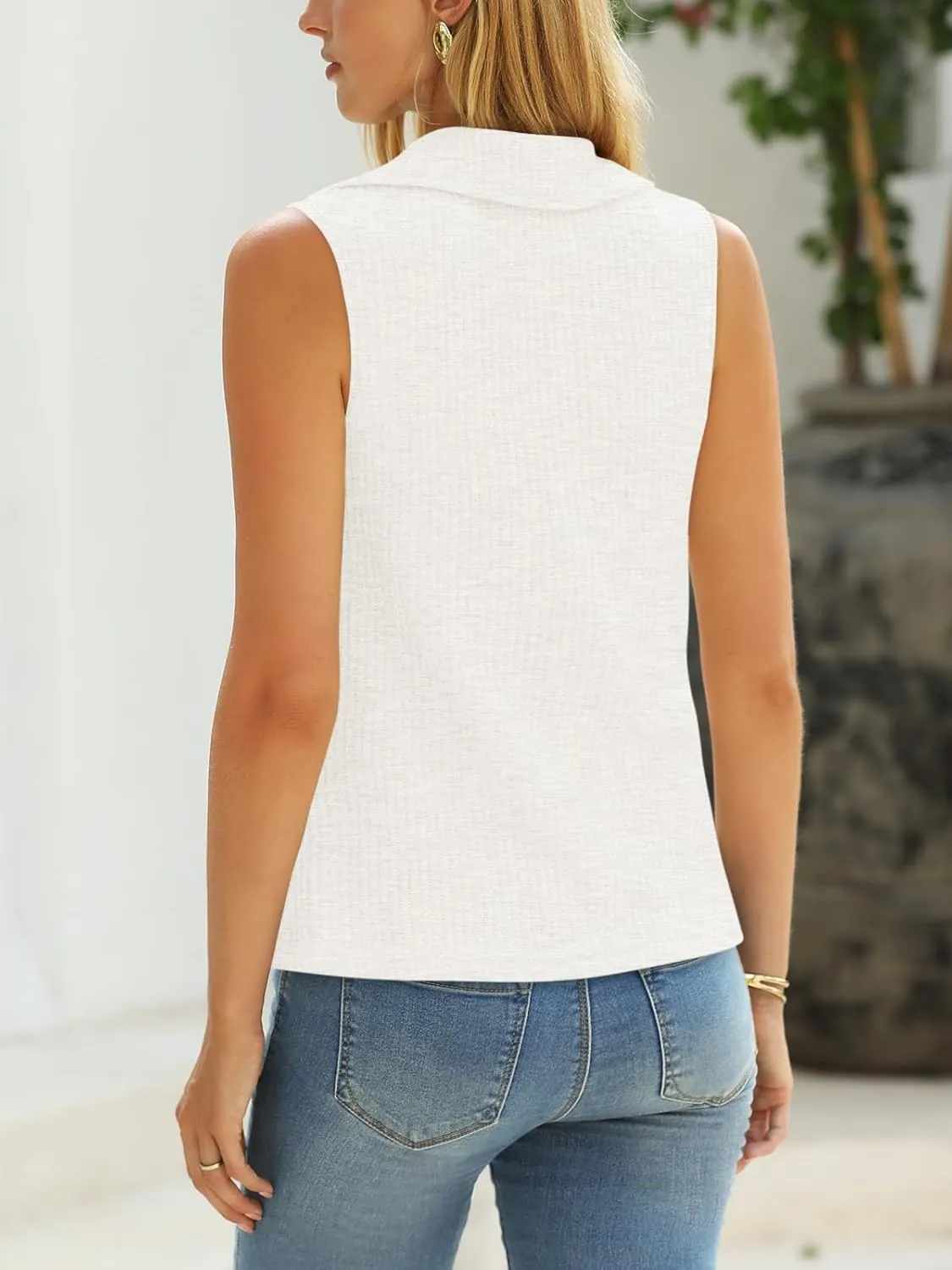 Yousify Women's Knit Tank Tops 2025 Summer V Neck Button Down Sweater Vest Casual Sleeveless Top